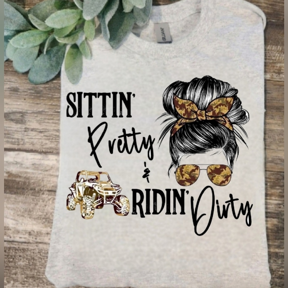 Riding shirt atv utv sxs popular mudding trending messy bun cute side by side